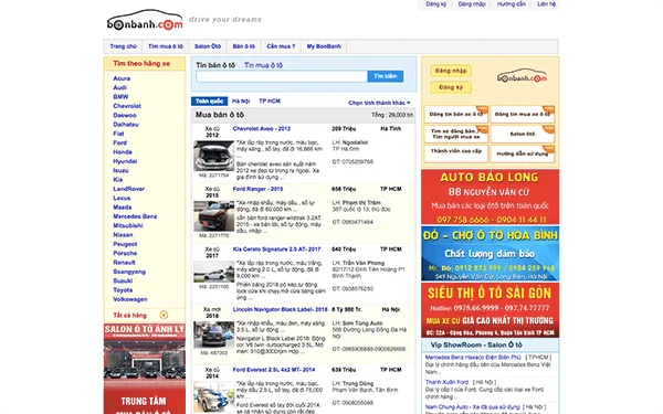Top 10 trang web mua bán xe ô tô cũ uy tín và hiệu quả