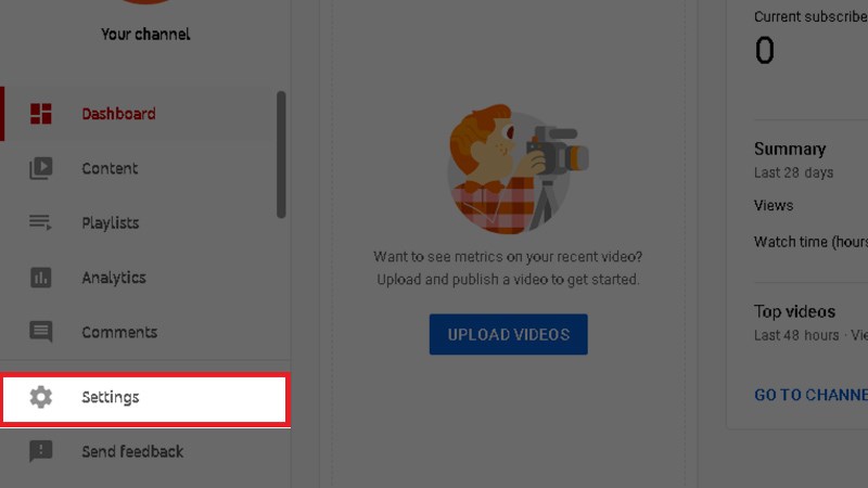 Chọn Cài đặt/Settings