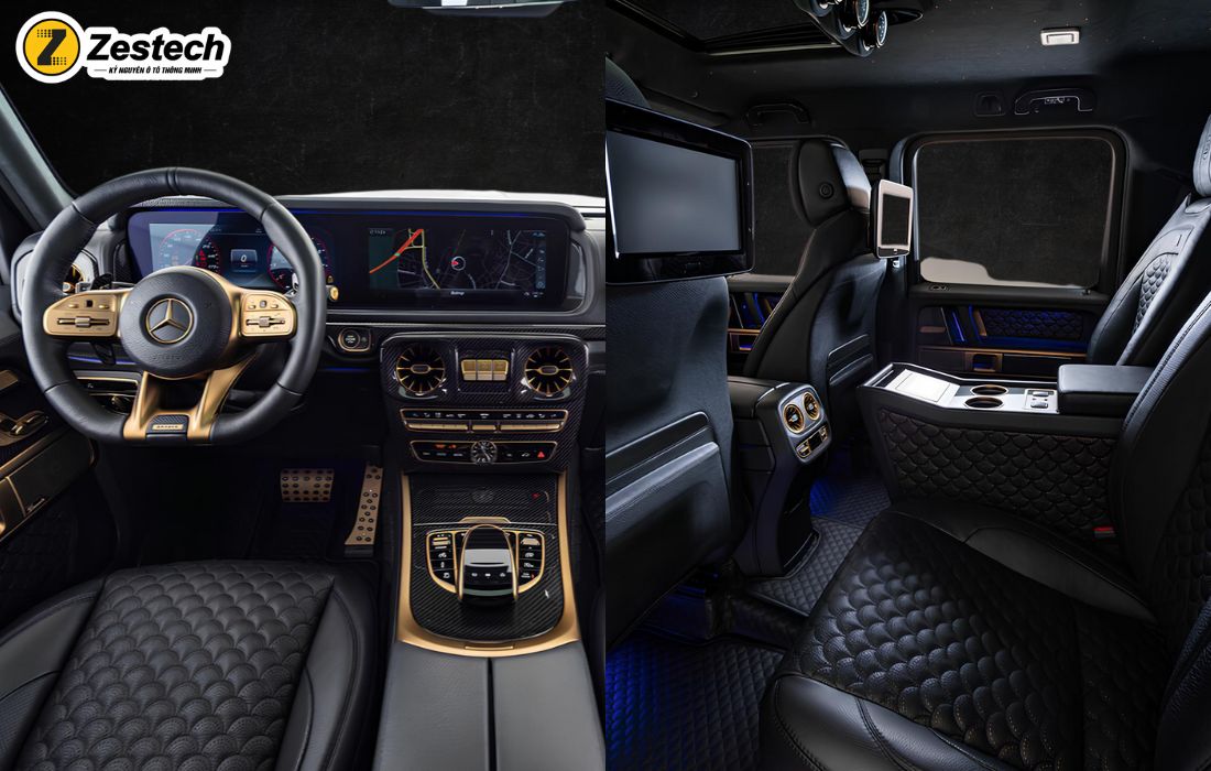 Nội thất Brabus G800 được bọc da lộn cao cấp tất cả chi tiết