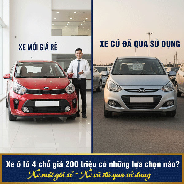 xe ô tô 4 chỗ giá 200 triệu có những lựa chọn nào